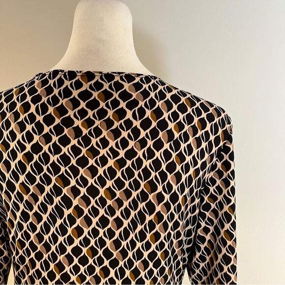 Elegant acorn print 3/4 sleeves fake wrap Dress fall vibes size LP - Picture 8 of 13